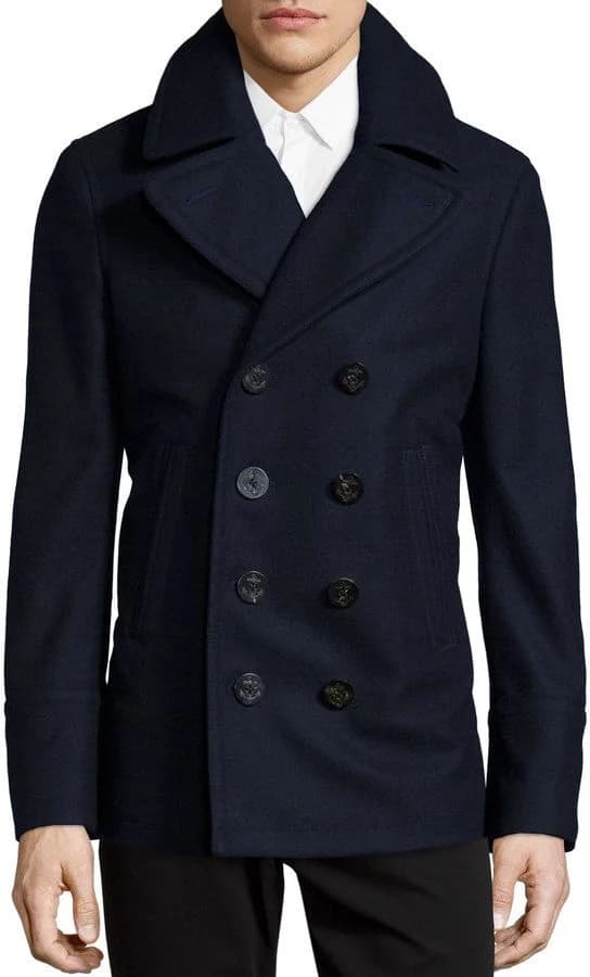 Double Breasted Cashmere Blend Pea Coat
