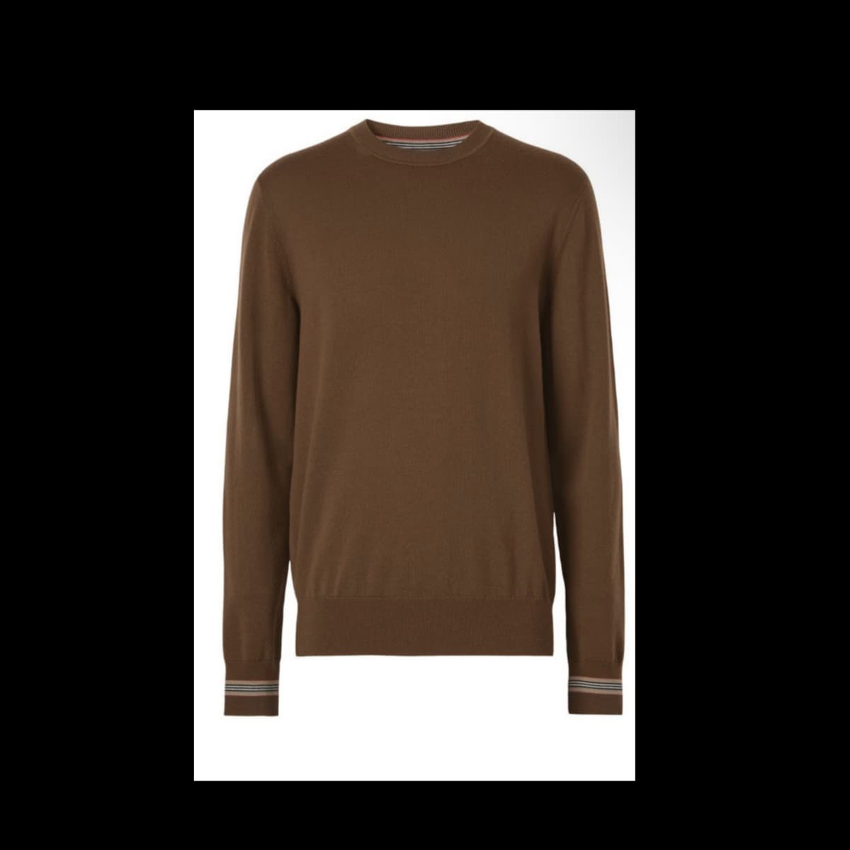 BURBERRY Icon Stripe Trim Wool Sweater