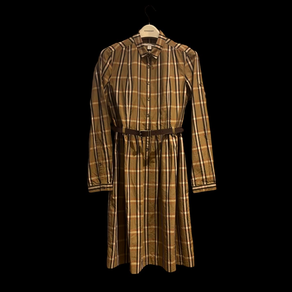 Burberry Check Cotton Dress with Leather Belt