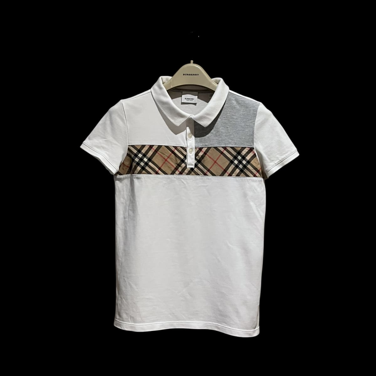 Classic Check Details White Short Sleeve Po­lo