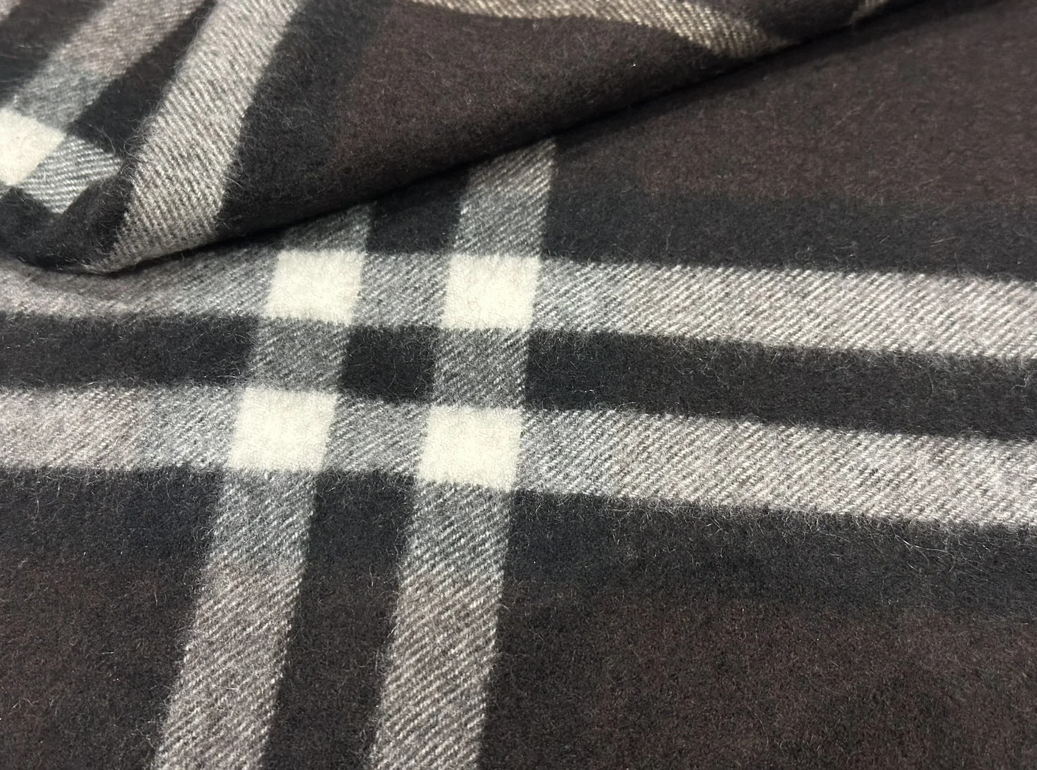 Dark Brown Cashmere Check Scarf