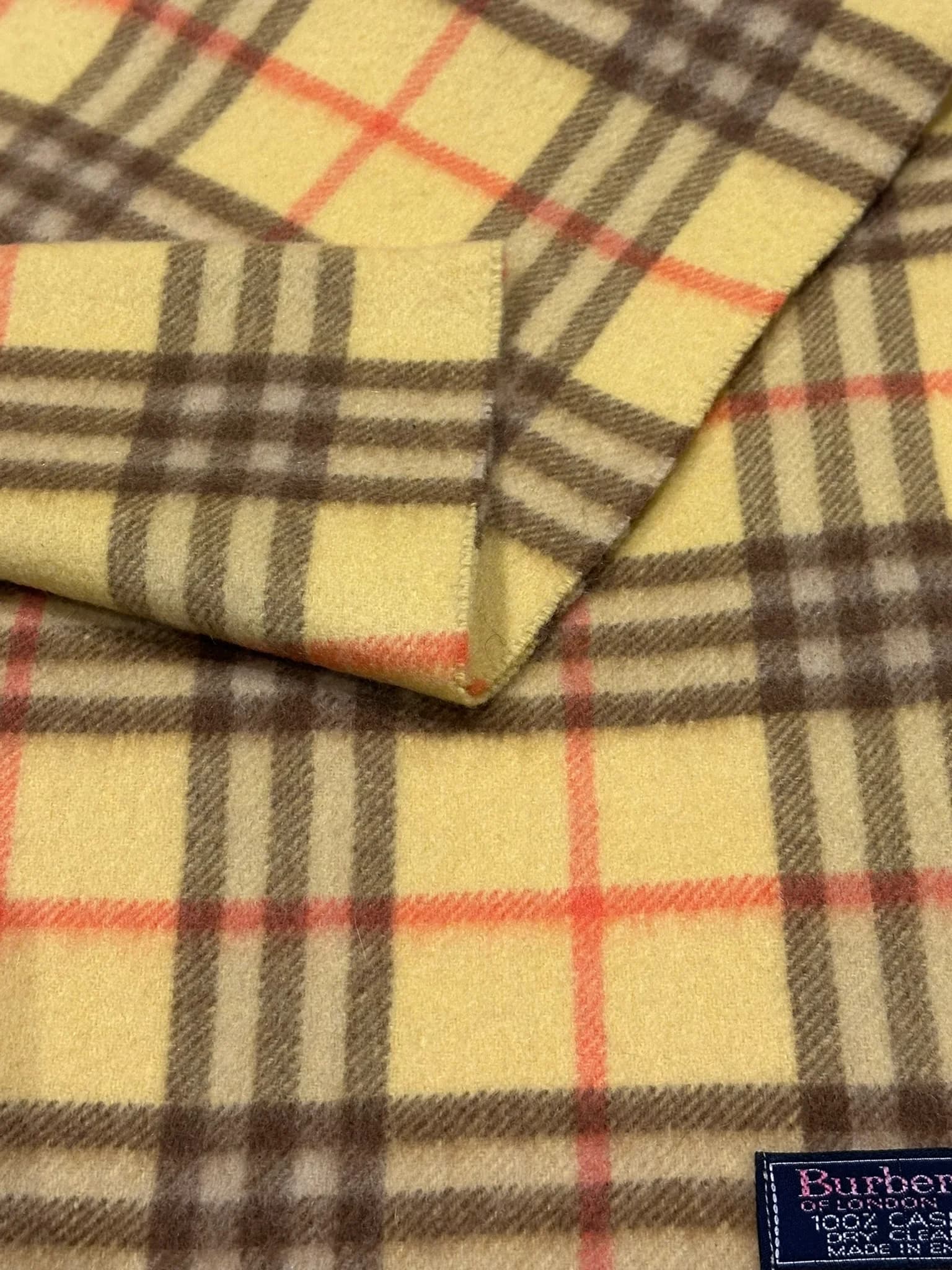 Yellow Check Cashmere  Scarf