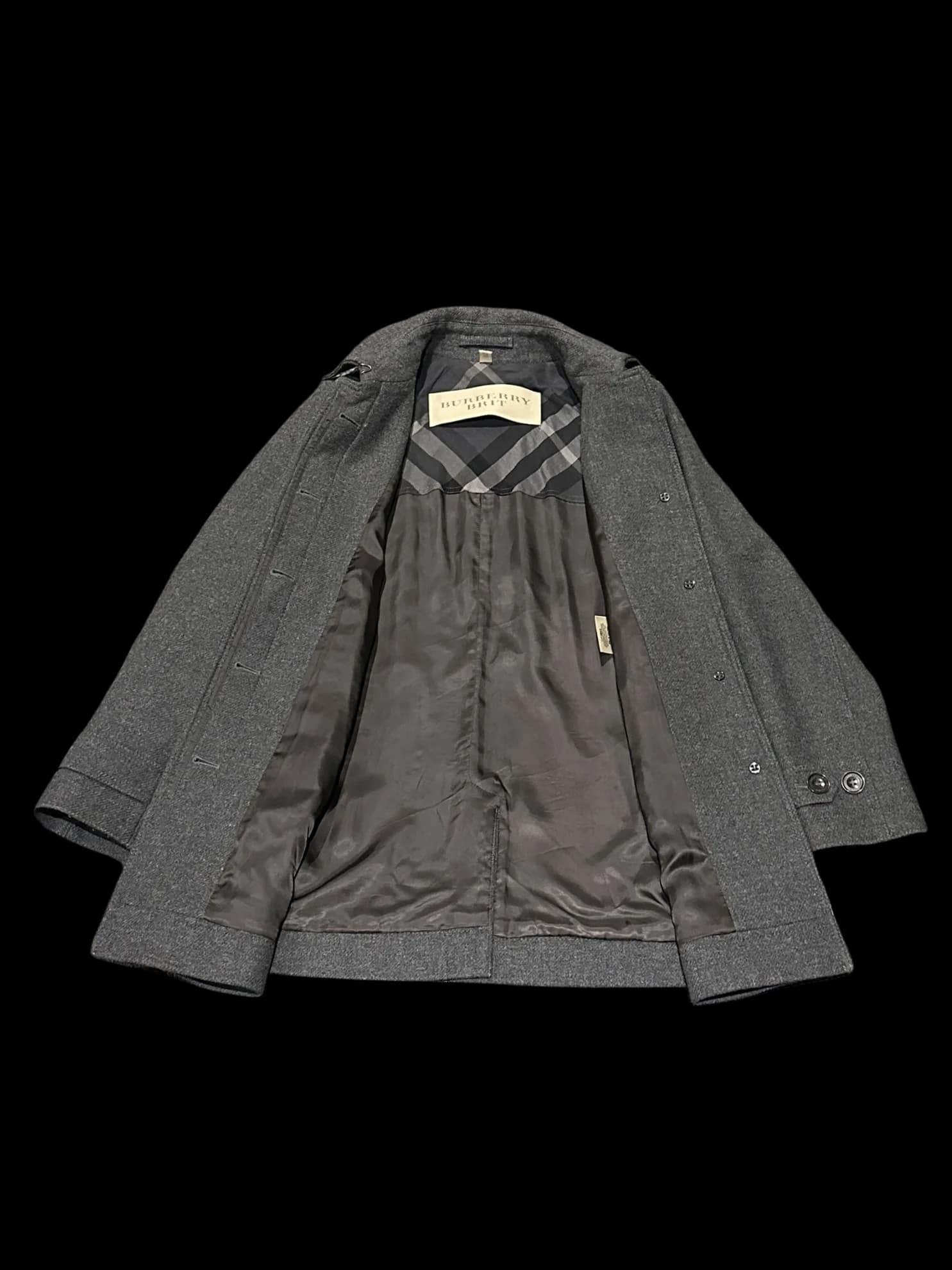 Mid-Length Grey Cashmere & Wool Blended Coat