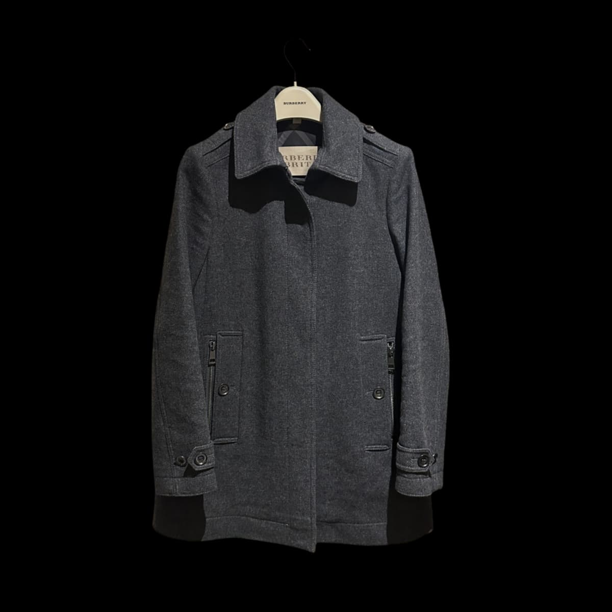 Mid-Length Grey Cashmere & Wool Blended Coat