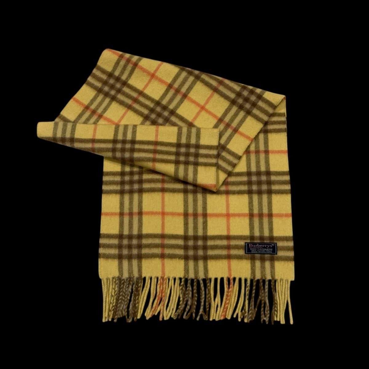 Yellow Check Cashmere  Scarf
