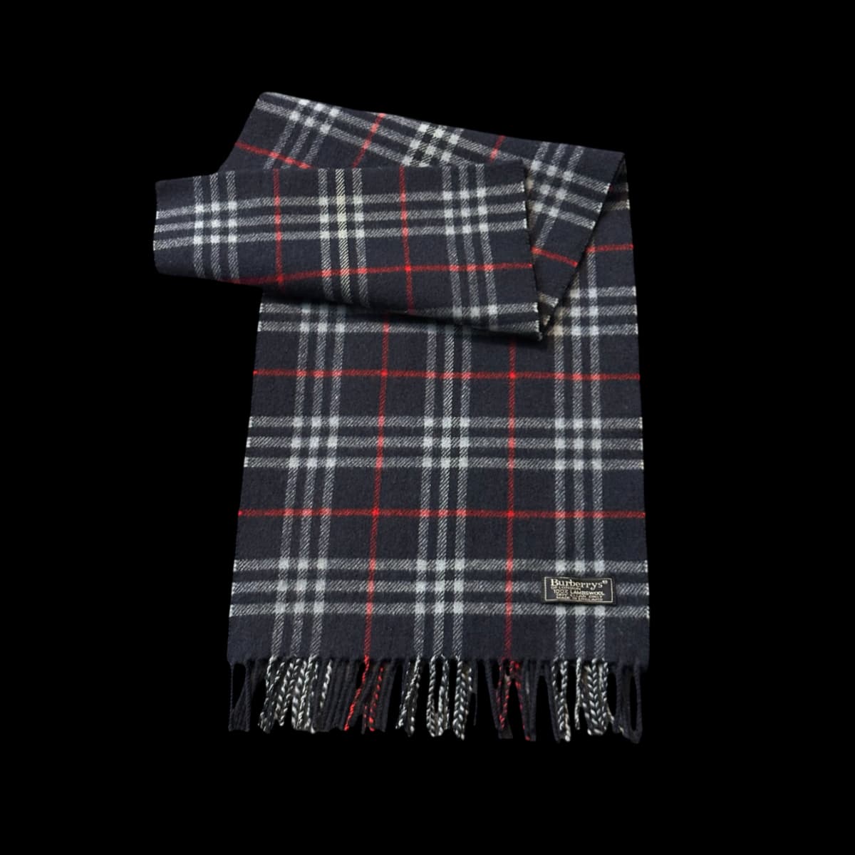 Dark Navy Lambswools Check Scarf
