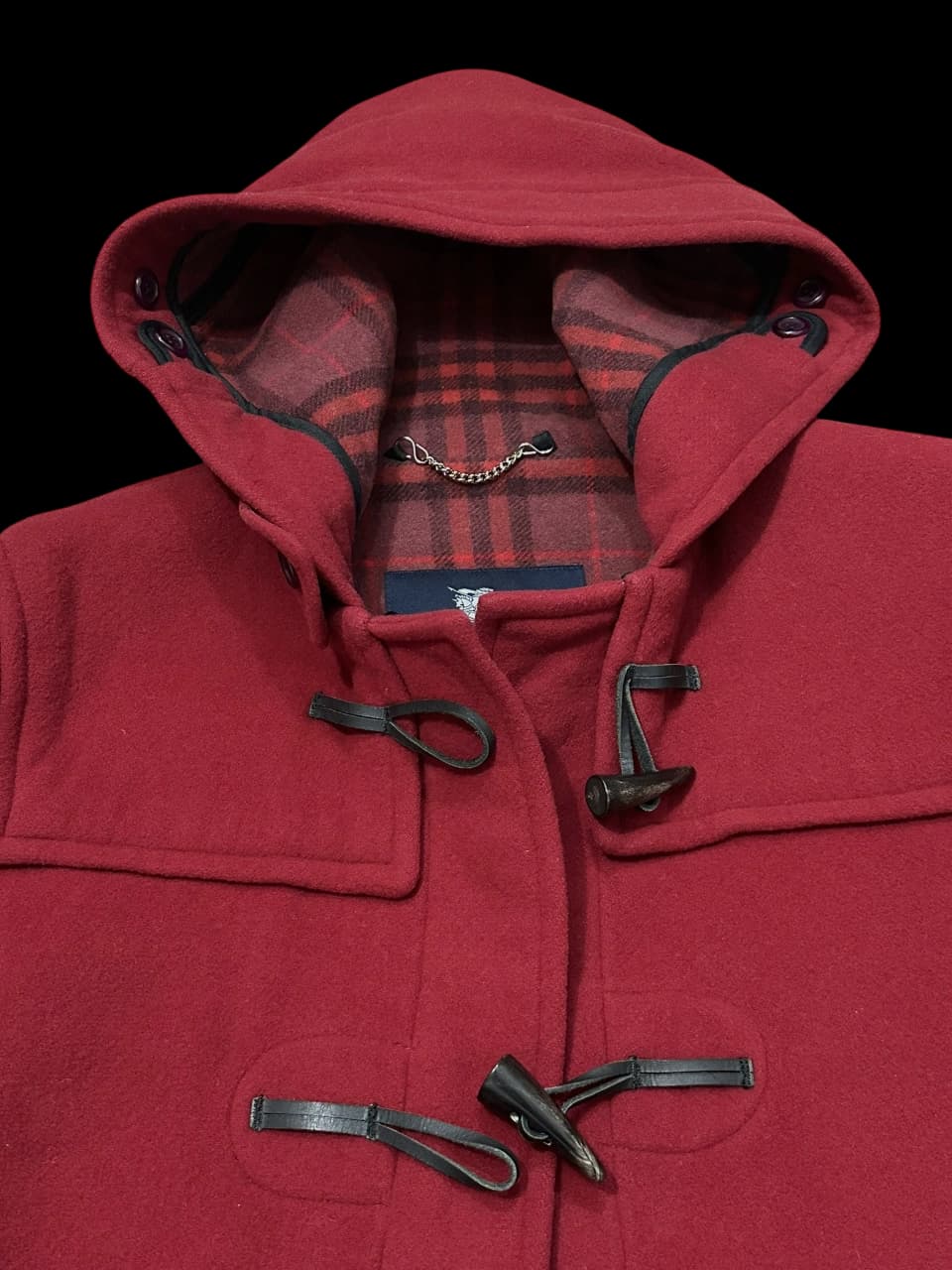 Dark Red Classic Wool Duffle Coat — thumbnail 4