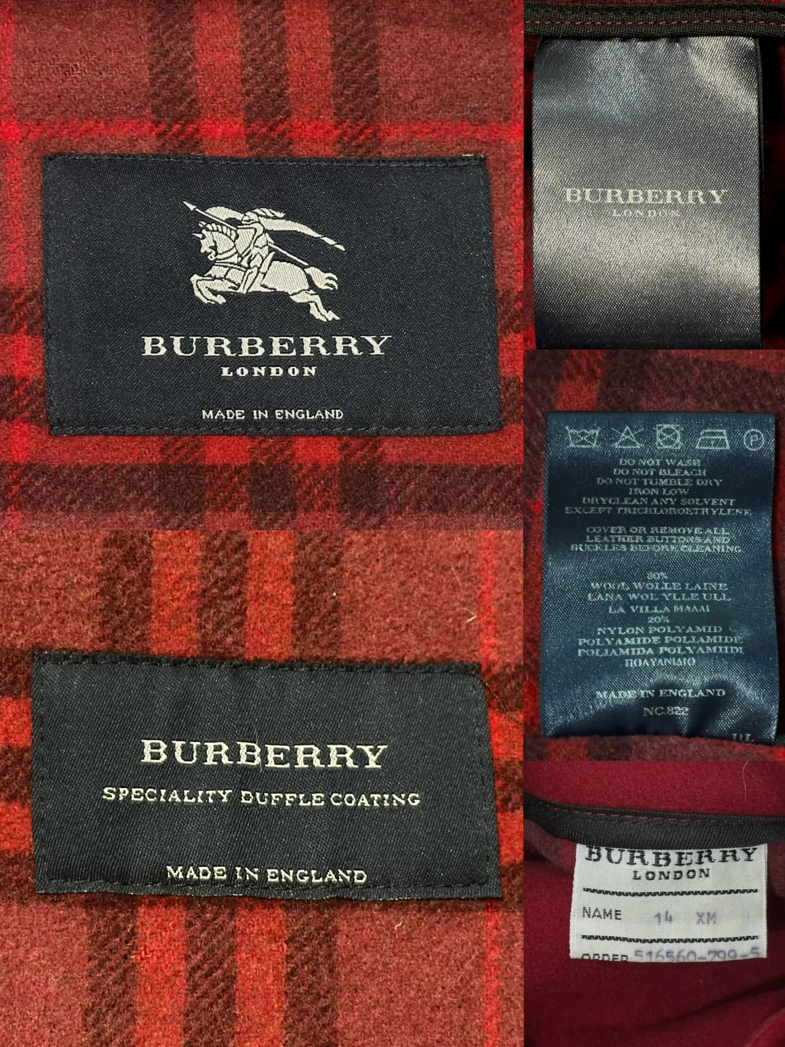 Dark Red Classic Wool Duffle Coat — thumbnail 5