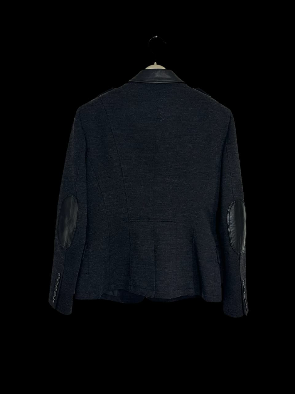 Leather-paneled wool-blend blazer — thumbnail 3