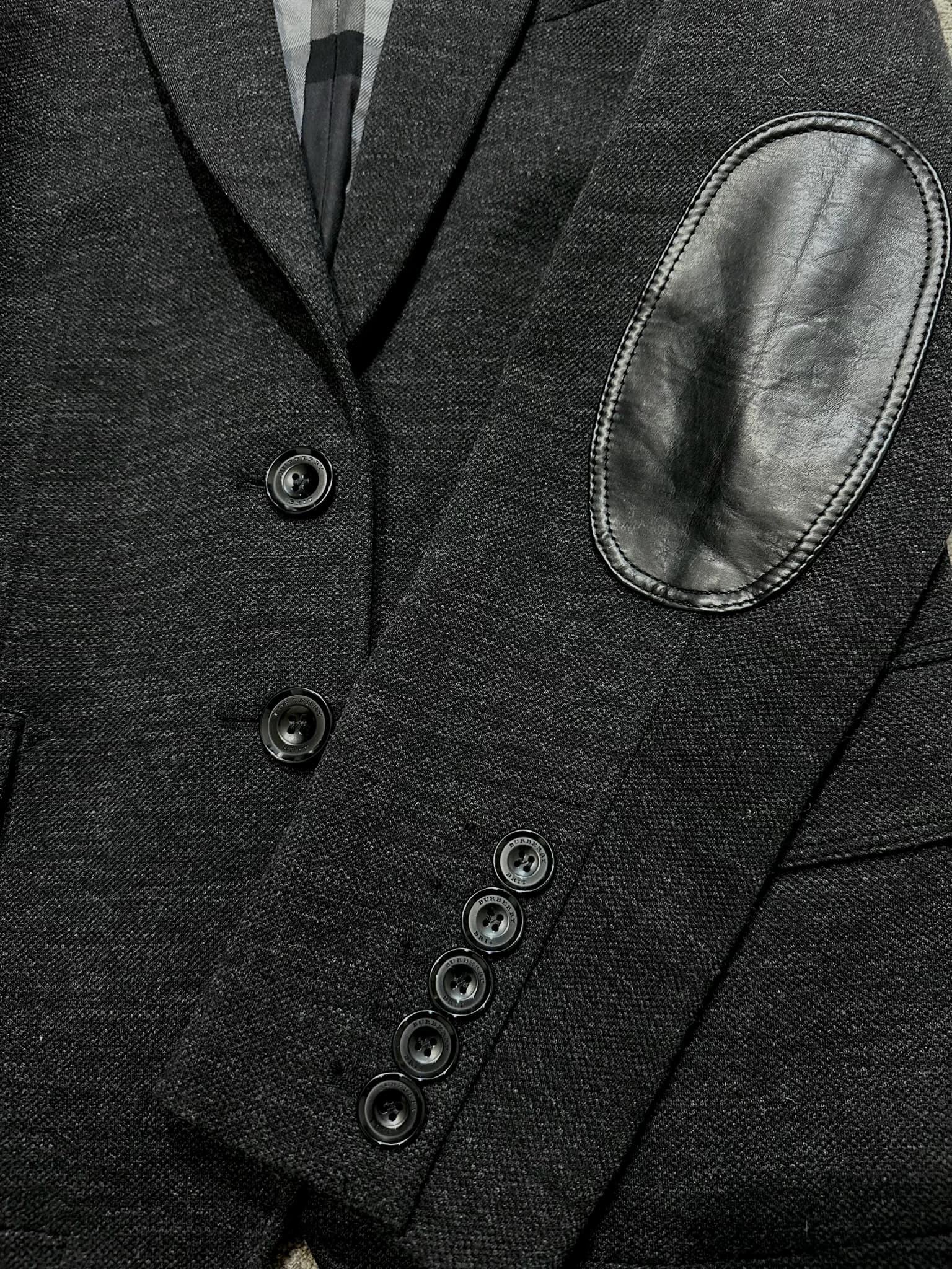 Leather-paneled wool-blend blazer — thumbnail 5