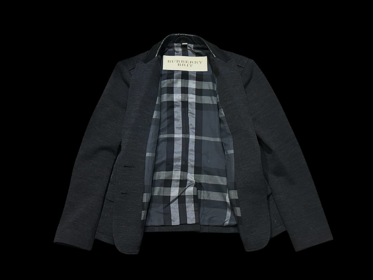Leather-paneled wool-blend blazer