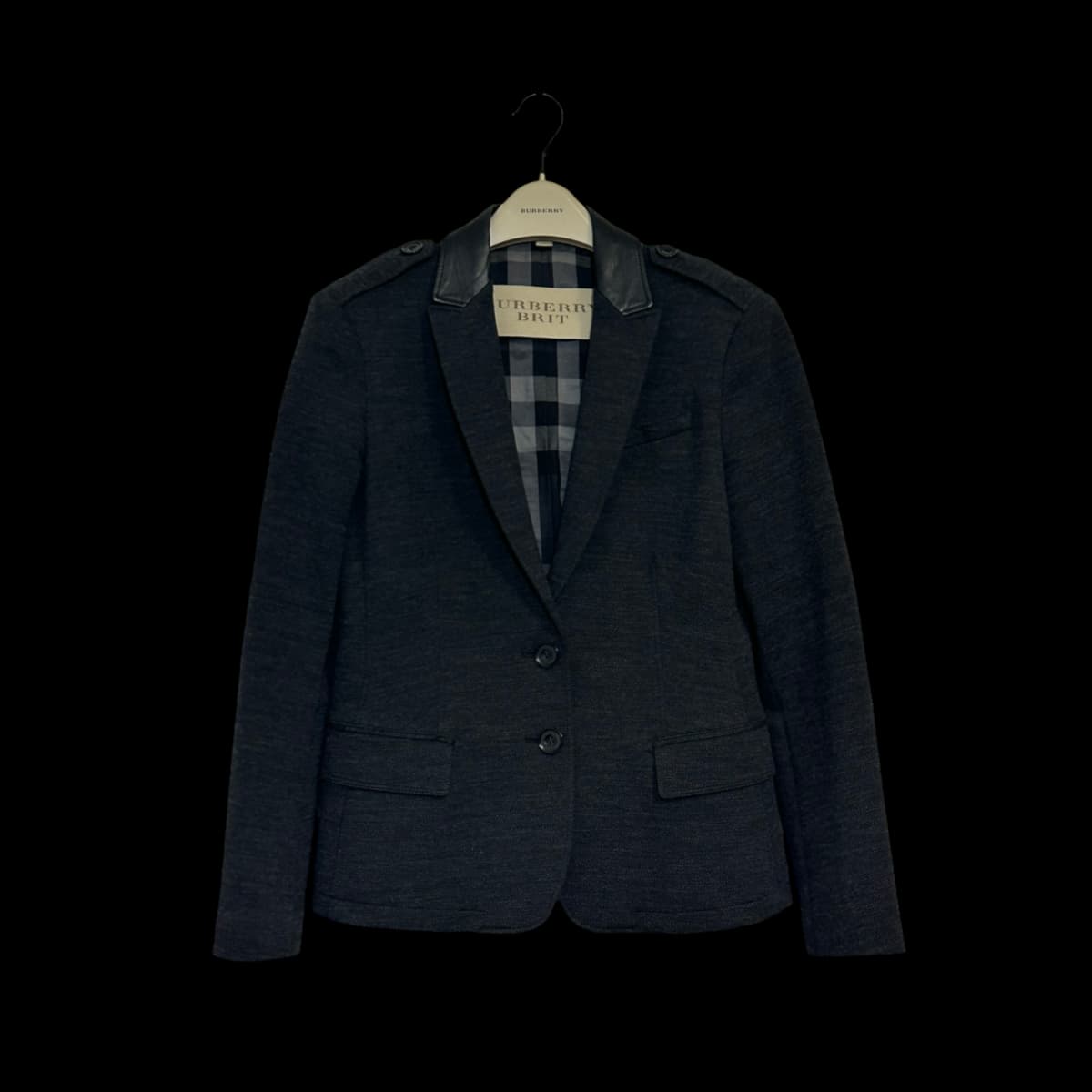 Leather-paneled wool-blend blazer