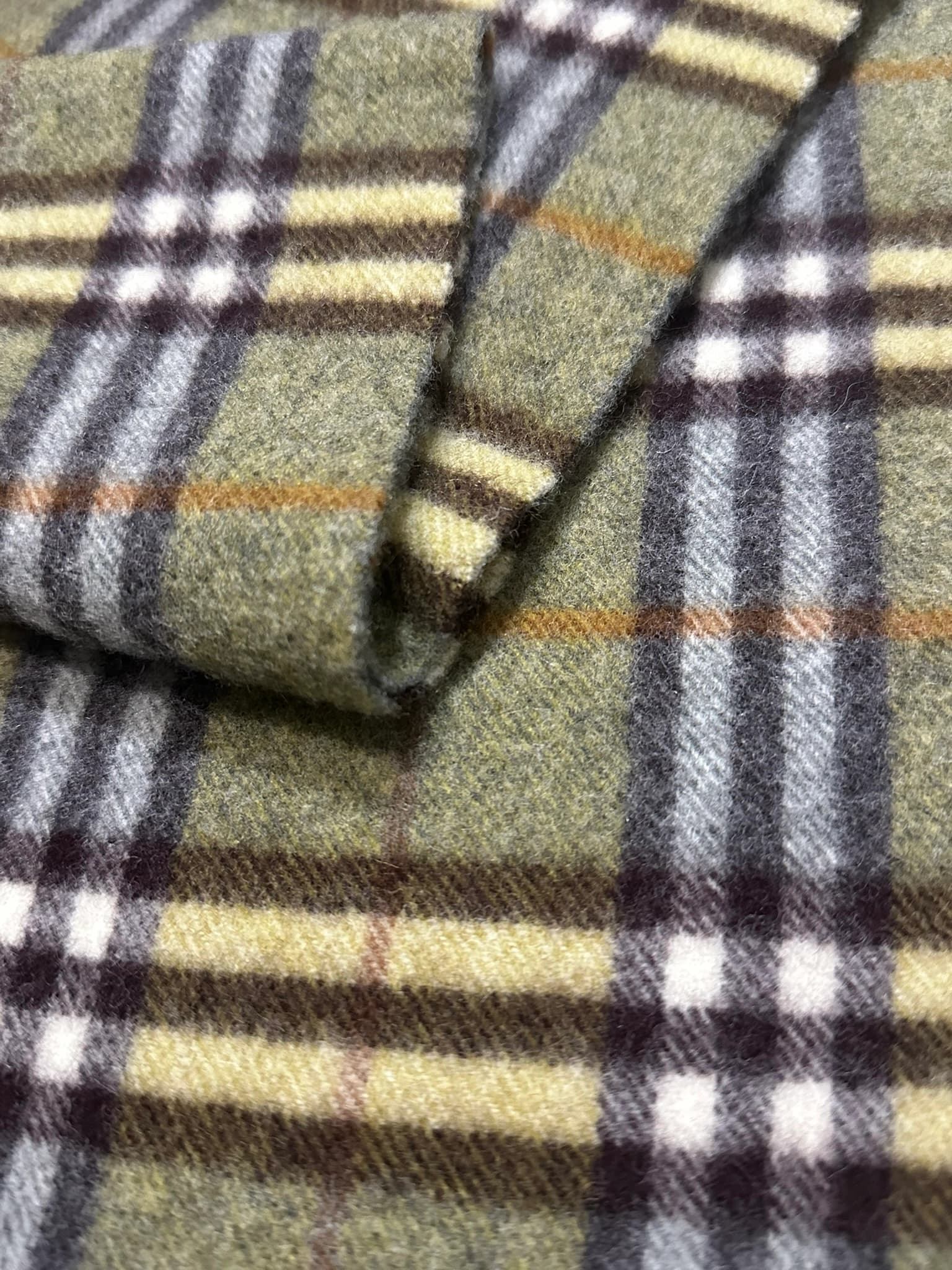 Olive Green Lambswools Check Scarf — thumbnail 3