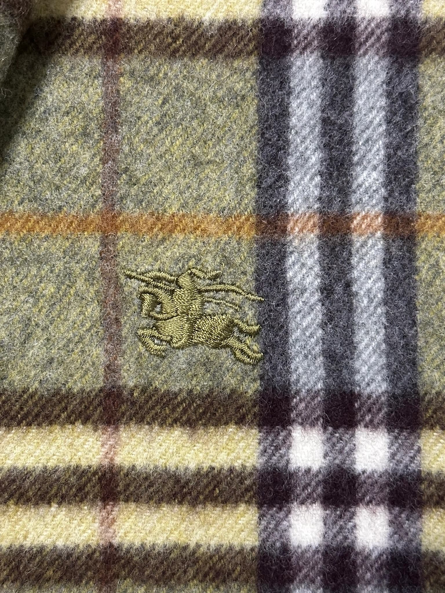 Olive Green Lambswools Check Scarf