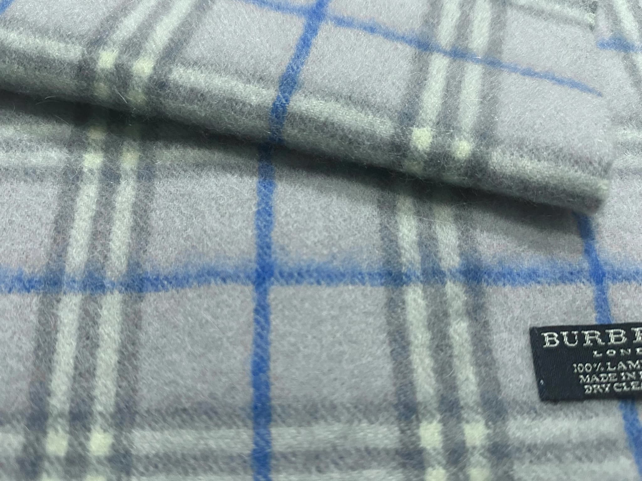 Baby Blue Lambswools Check Scarf