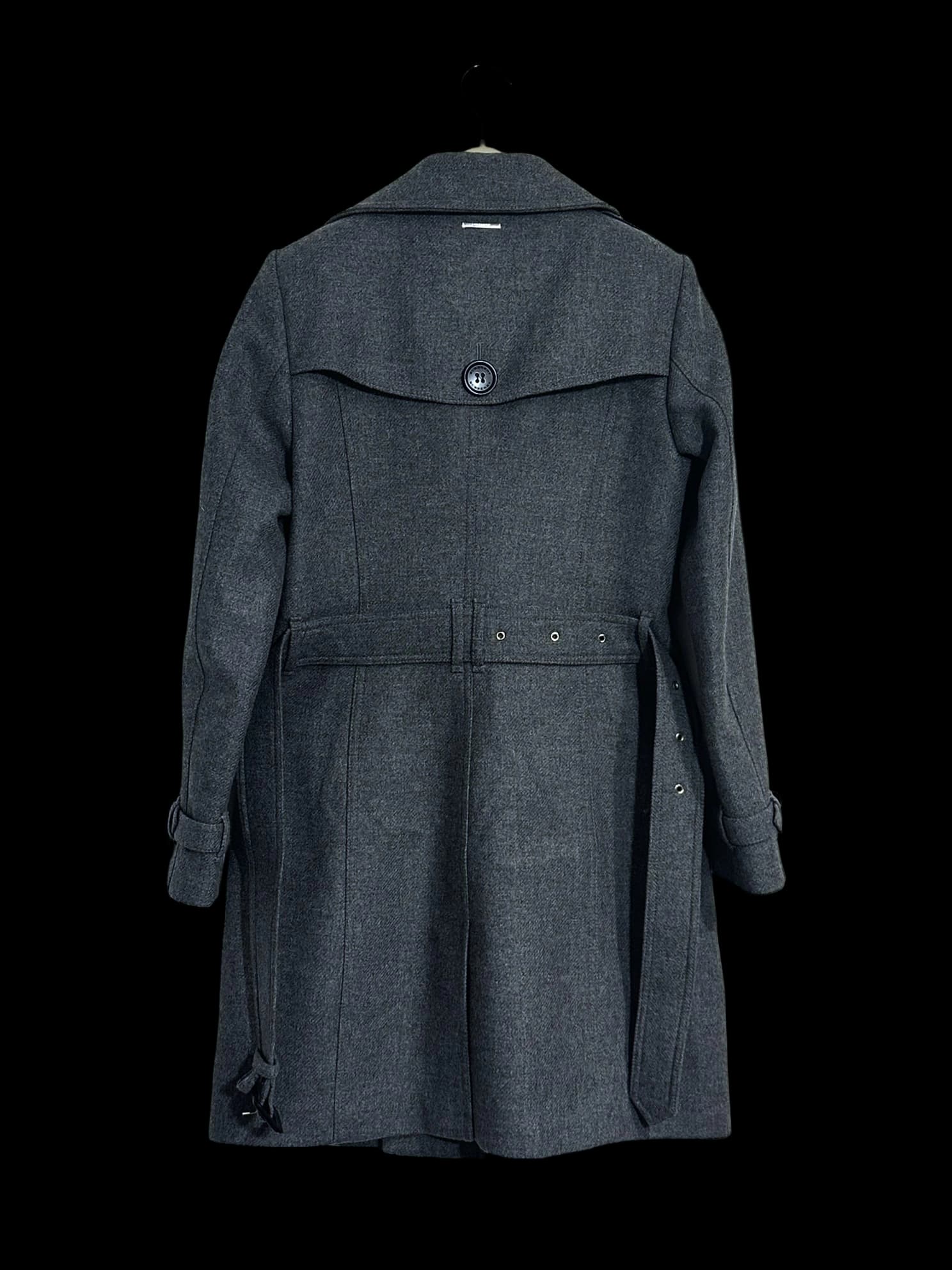 Grey Cashmere And Wool Blend Stand-collar Mid-Length Coat — thumbnail 4