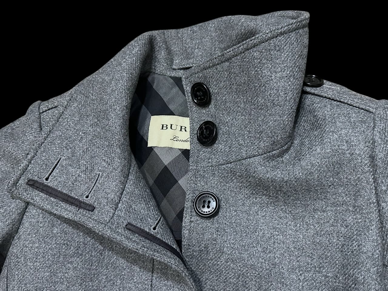 Grey Cashmere And Wool Blend Stand-collar Mid-Length Coat — thumbnail 6
