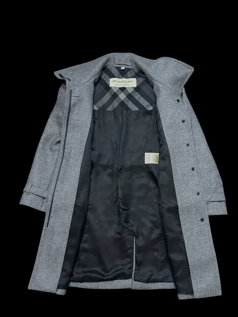 Grey Cashmere And Wool Blend Stand-collar Mid-Length Coat — thumbnail 5