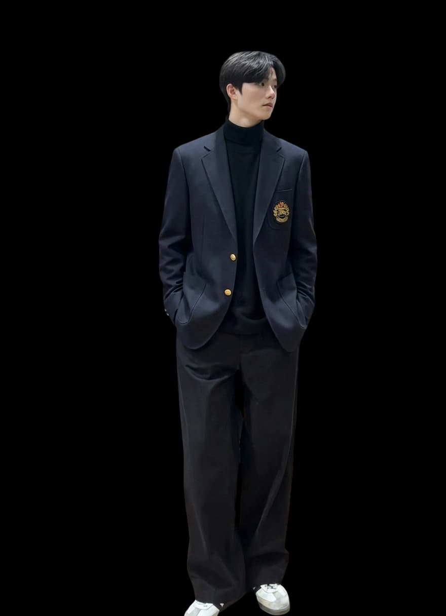Pure Wool Crest Logo Blazer with Golden Buttons