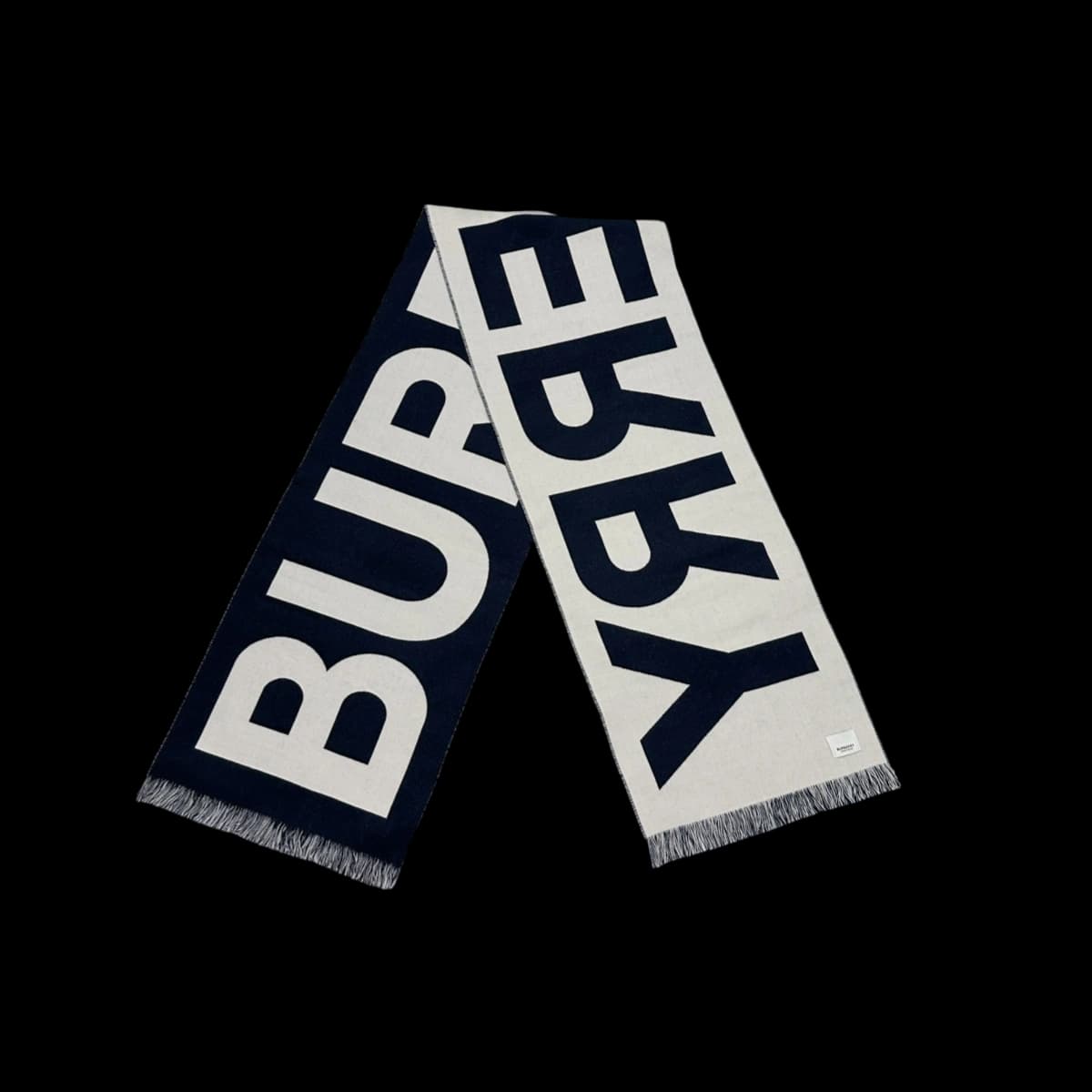 Reversible Burberry Logo Long Wool Scarf