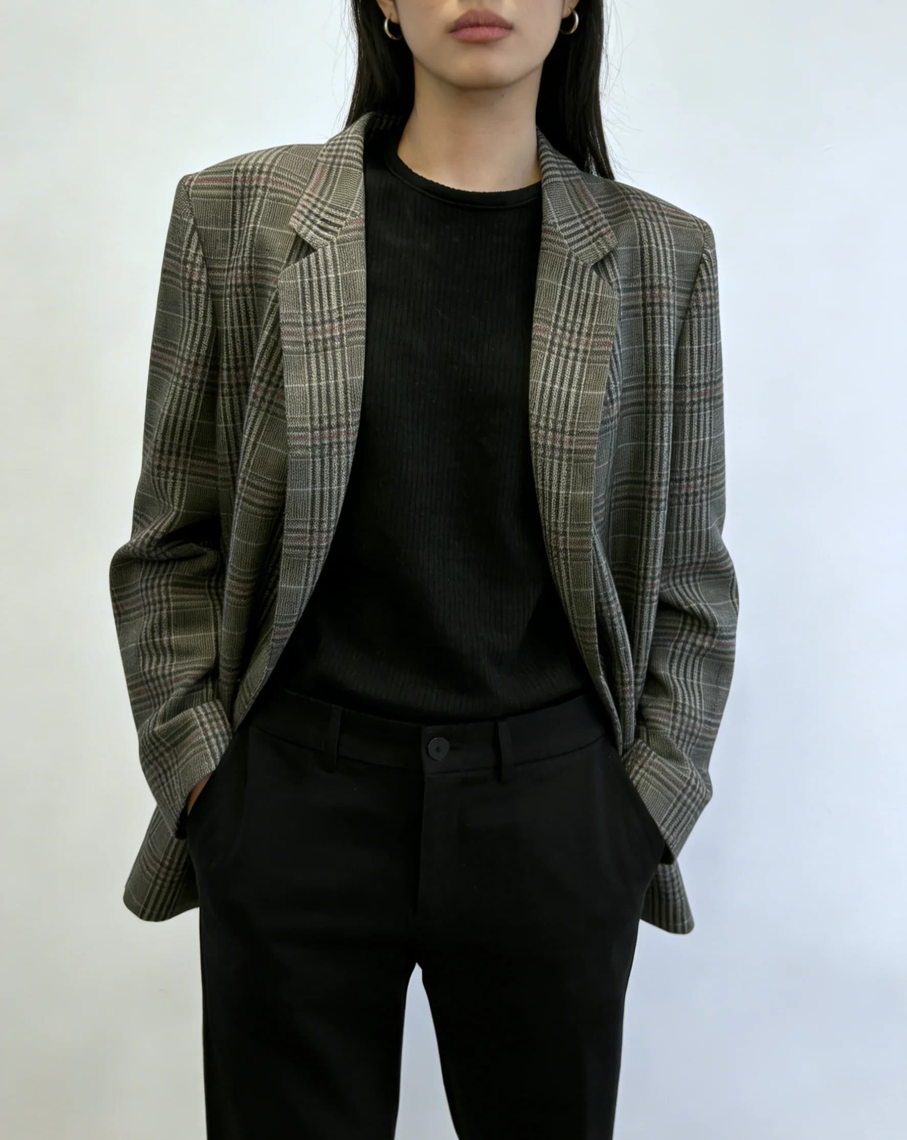Prue Wool Double Breasted Glen Check Blazer