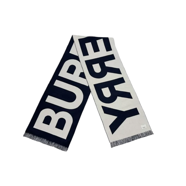 Reversible Burberry Logo Long Wool Scarf